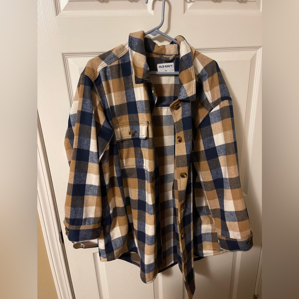 Old Navy - Shacket - Blue/Tan Plaid - XXL